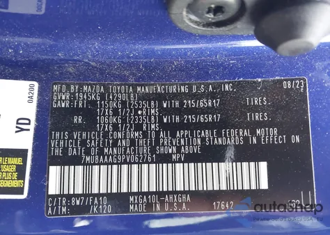 2023 Toyota Corolla Cross Le from USA, damaged, VIN 7MUBAAAG9PV062761